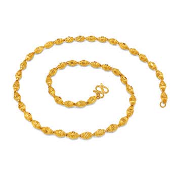 金空心项链久厚金项链女橄榄珠金链子 车花橄榄珠项链实心7mm60cm100g