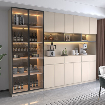 餐边柜轻奢酒柜一体靠墙高柜厨房储物柜碗柜家用客厅茶水柜置物柜 长