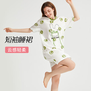 都市丽人内衣睡裙夏季短袖卡通印花女士睡衣家居服2H36J1