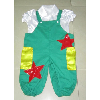 小荷风采天天向上儿童舞蹈表演服 幼儿园背带裤演出服装 背带裤 衬衣