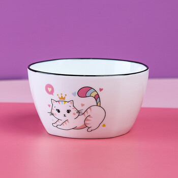 5寸方碗家用碗北欧小碗早餐碗小汤碗 小猫咪-4.5寸方碗380ml