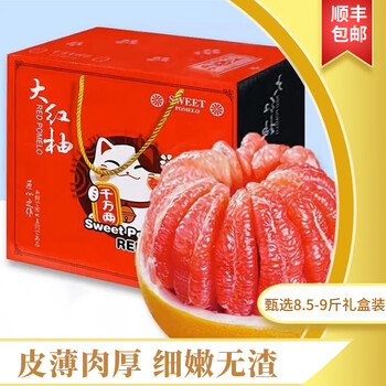 之味珍选福建平和琯溪蜜柚红心柚子大果2-4粒装净重8.5-9斤水果礼盒