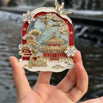 北京文创故宫天坛流沙冰箱贴高颜值伴手礼物春天限定仲夏之梦 北京故宫飘雪-流沙款