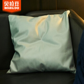 贝拉豆抱枕靠垫办公室腰枕靠枕床头汽车靠背沙发垫ZM06水蓝色含枕芯