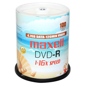 
                                                                                麦克赛尔（maxell）DVD-R光盘 刻录光盘 光碟 空白光盘 M2系列16速4.7G 珍珠白桶装100片                