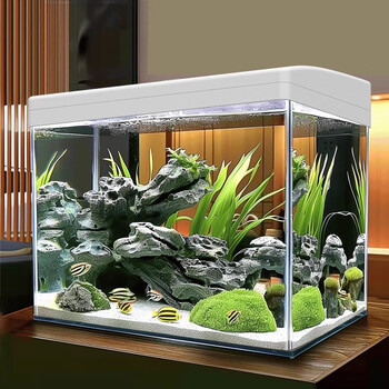 最萌 鱼缸新款家用客厅小型乌龟饲养缸过滤器净水循环三合一生态造景缸 24X17X28（带盖裸缸）