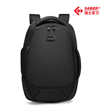 SABER瑞士军刀包SA2542跨境男士商务电脑双肩包旅行防水通勤大容量背包 黑色