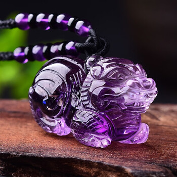 梓瑞珠宝天然水晶紫水晶吊坠貔貅吊坠立体貔貅兽内涵七彩光收藏品一物