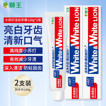 狮王 小苏打 葡萄柚小苏打清新口气 狮王牙膏 含氟牙膏 120g 2支