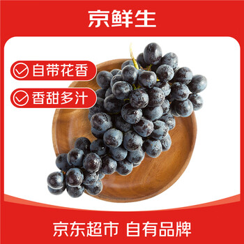 京鲜生 进口玫瑰香Sable无籽黑提 900g装 新鲜水果 葡萄提子