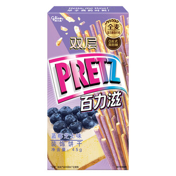 格力高（Glico）零食夹心饼干棒办公室休闲追剧多口味儿童零食 蓝莓芝士味45g