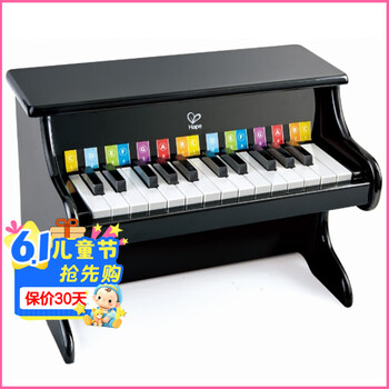 德国hape儿童钢琴木质机械钢琴玩具早教启智儿童音乐启蒙玩具小钢琴25键钢琴新年生日六一儿童节礼物 25键钢琴-黑色E8463