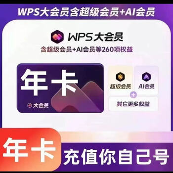 WPS大会员年卡12个月 含超级会员 AI会员所有权益 验证充值 WPS大会员年卡
