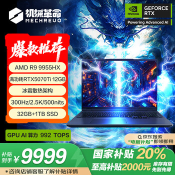 机械革命苍龙16X Pro 16英寸游戏电竞笔记本电脑(R9-9955HX 32G 1T RTX5070Ti 300HZ 2.5K 灰色 )