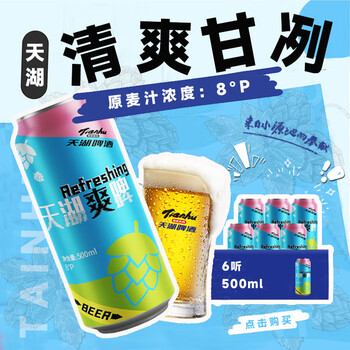 天湖啤酒 天湖 爽啤 8度拉格啤酒 500ml*6罐  尝鲜装