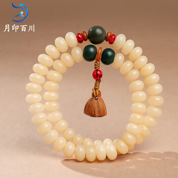 月印百川菩提根手串 男女款文艺清新复古风好运连连莲蓬文玩手链 双圈