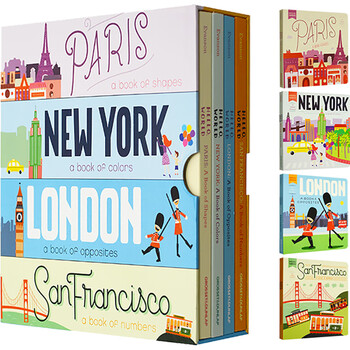 英文原版绘本 hello world 4册盒装 幼儿启蒙纸板书 巴黎 伦敦 纽约