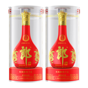 郎酒 红花郎十五(15)53度酱香型高度白酒 500mL 两瓶装