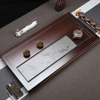 京东优选 黑檀木茶盘 整块实木原木 红花 梨茶海茶托 平板排水功夫