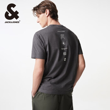 杰克·琼斯(JACK&JONES)夏季男装半袖上衣短袖T恤合集 224201163中花灰 S 170