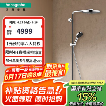 汉斯格雅 hansgrohe 淋浴花洒龙头沛适飞260单速恒温淋浴管 镀铬