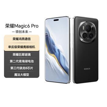 荣耀Magic6 Pro 荣耀鸿燕通信 荣耀巨犀玻璃 第三代骁龙8 12+256 绒黑色 长续航 国家补贴 5G AI手机
