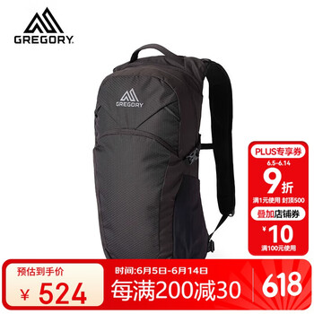 格里高利 NANO蜂鸟18L20L轻便徒步登山包双肩背包25年 奥普蒂克黑 18L