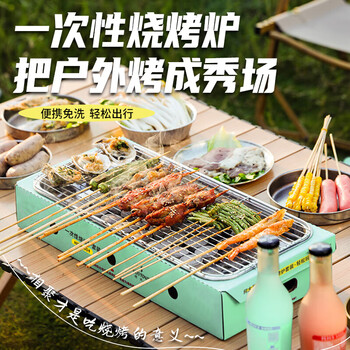 何大屋（Hodtown）一次性烧烤炉户外碳烤炉烤肉炉室内家用无烟围炉煮茶烧烤架  一次性烧烤炉套装 HDW2004