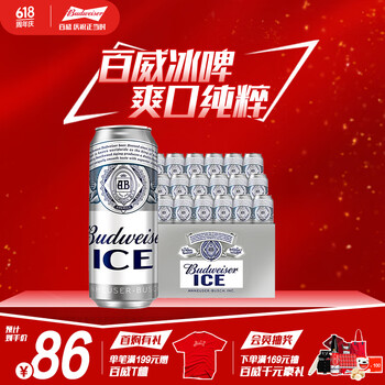 百威 冰啤酒500ml*18听整箱装