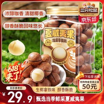三只松鼠 夏威夷果生椰拿铁味 500g 1罐
