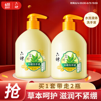 六神 洗手液500ml*2(有效抑菌99.9% 清爽 新老款随机发货)