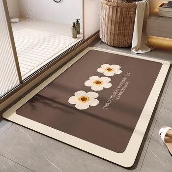 KAYE浴室地垫卫生间速干吸水防滑垫卫浴厕所门口脚垫家用厨房入户门垫 GZN-三花棕 40X60cm