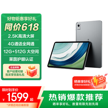 联想（Lenovo）生态品牌 异能者K30 12.6英寸 4G通话全网通2.5K平板电脑 游戏TUV爱眼节能 12G+512G 太空灰4G版