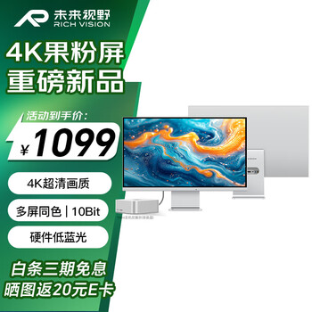 RICHVISION未来视野 27英寸4K显示器果粉屏 10bit 超清IPS 硬件低蓝光 多屏同色专业设计剪辑电脑屏幕 RV100S