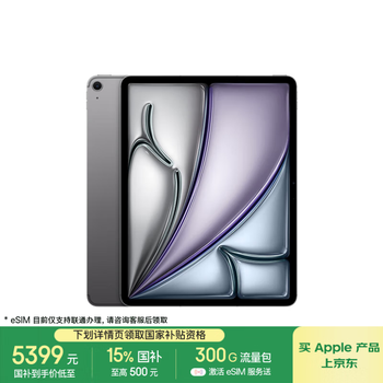 Apple/苹果iPad Air 13英寸 M3芯片2025年款 平板电脑 (128GB eSIM版/学习办公娱乐)深空灰色