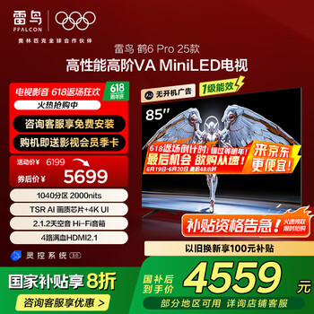 雷鸟 鹤6 PRO 25款 85S595C Pro 85英寸 MiniLED智能平板电视