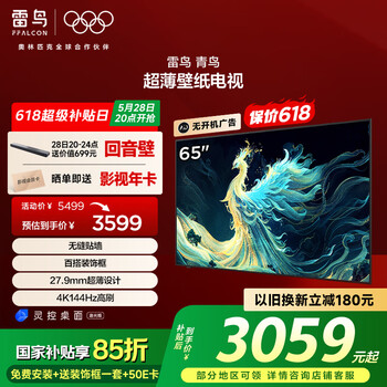 FFALCON雷鸟 65英寸青鸟壁纸电视 家电国家补贴 无缝贴墙 27.9mm超薄设计 液晶能效电视机65S585C Slim