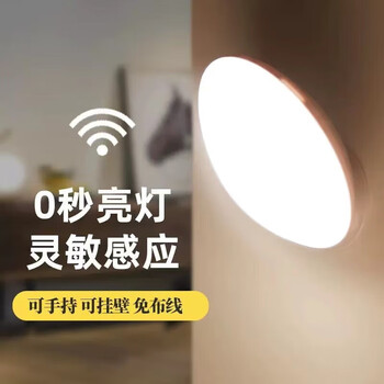 鸿视照明灯卧室客厅阳台照明小夜灯床头灯 飞碟充电人体感感应灯暖白光随机 0.78W