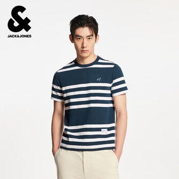 杰克·琼斯(JACK&JONES)夏季男装半袖上衣短袖T恤合集 224201069海军学院蓝 S 170