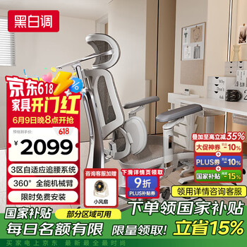 黑白调 E3 Pro 人体工学椅电脑椅子办公椅电竞人工力学座椅云白带脚托