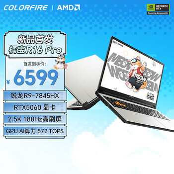 COLORFIREMEOW 橘宝R16 Pro 七彩虹16英寸锐龙R9游戏笔记本电脑 (R9-7845HX 16G 1T RTX5060 2.5K 180Hz）