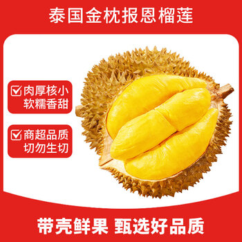 鲁禧泰国进口金枕头榴莲水果 带壳金枕榴莲保鲜整个榴莲鲜果生鲜 精品金枕鲜榴莲8-10斤（2-4个装）