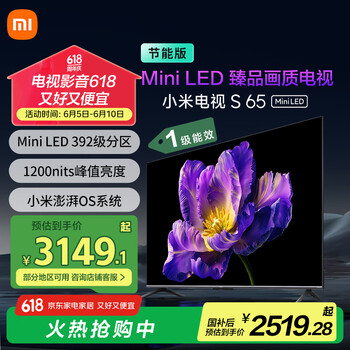 移动端、京东百亿补贴：小米 Xiaomi S Mini系列 L65MA-SPL 液晶电视 65英寸 4K