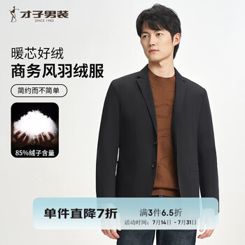 才子(TRIES)才子羽绒服冬季新款加厚保暖纯色时尚商务休闲简约百搭外套男 黑色 2XL (180/96A)