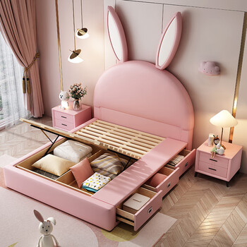 5米单双人床卧室实木储物粉色女孩 单床(颜色备注) 1200*1900mm框架