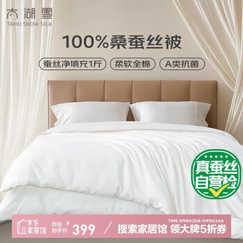 太湖雪 绸韵蚕丝夏季被子 100%桑蚕丝空调被 A类全棉面料 约3.3斤2*2.3m