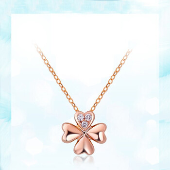 劳拉图轻奢品牌项链女18k玫瑰金钻石四叶草锁骨链韩版浪漫节日纪念