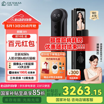 德施曼(DESMAN)智能门锁 人脸掌静脉识别 可视猫眼双屏 Ai智能管家锁 麒麟R9