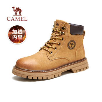 骆驼(CAMEL)王俊凯同款马丁靴男户外复古情侣大黄靴王者凯甲系列登山工装鞋子 G23W832128R 金黄女(加绒款) 36