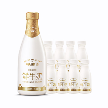 每日鲜语全脂鲜牛奶巴氏鲜奶多瓶组合装 早餐搭档家庭优选 全脂1000ml+185ml*8